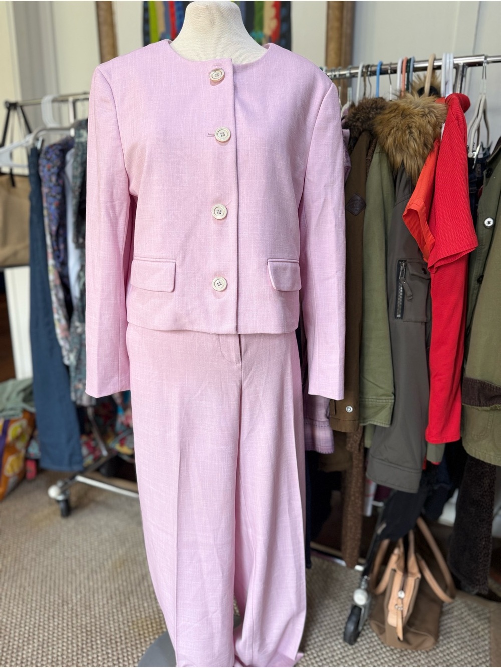 Ann Taylor Light Pink Collarless Cropped Blazer and Trousers - Picture 7 of 7
